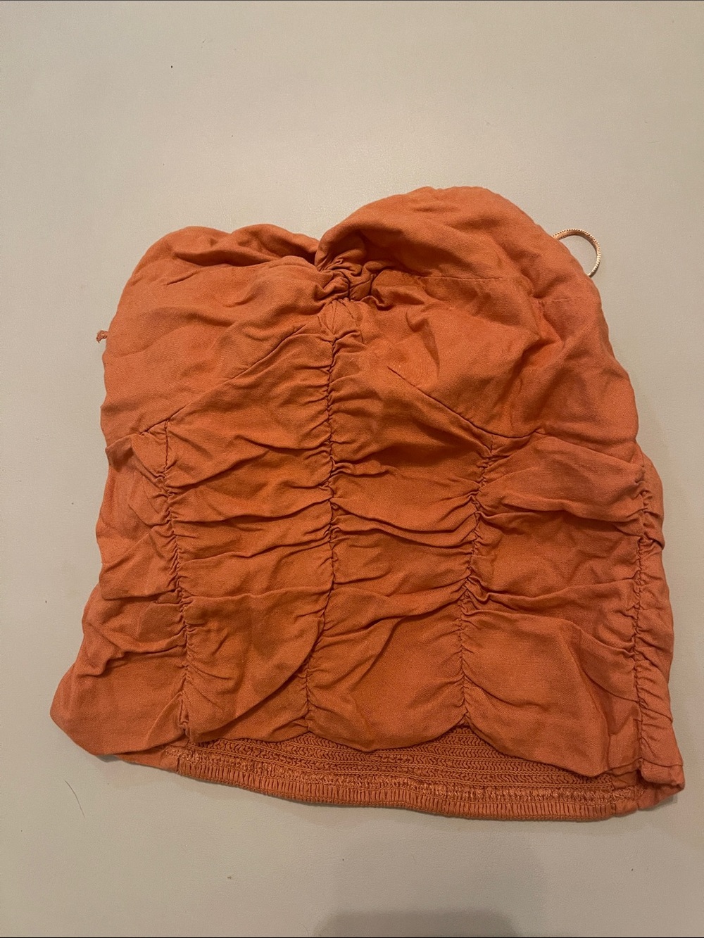 Ruched Orange Crop Tube Top